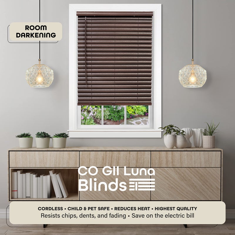 Achim Cordless Room Darkening Venetian Blind - 27 Inch Width, 64 Inch Length, 2" Vinyl Slat Size - Mahogany - GII Luna Light Filtering Horizontal Mini Windows Blinds for Interior by Achim Home Decor - Image 2